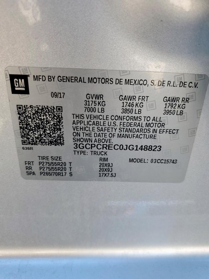 2018 CHEVROLET SILVERADO - 3GCPCREC0JG148823