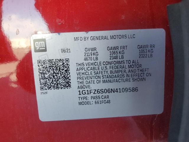 2022 CHEVROLET BOLT EUV P 1G1FZ6S06N4109586