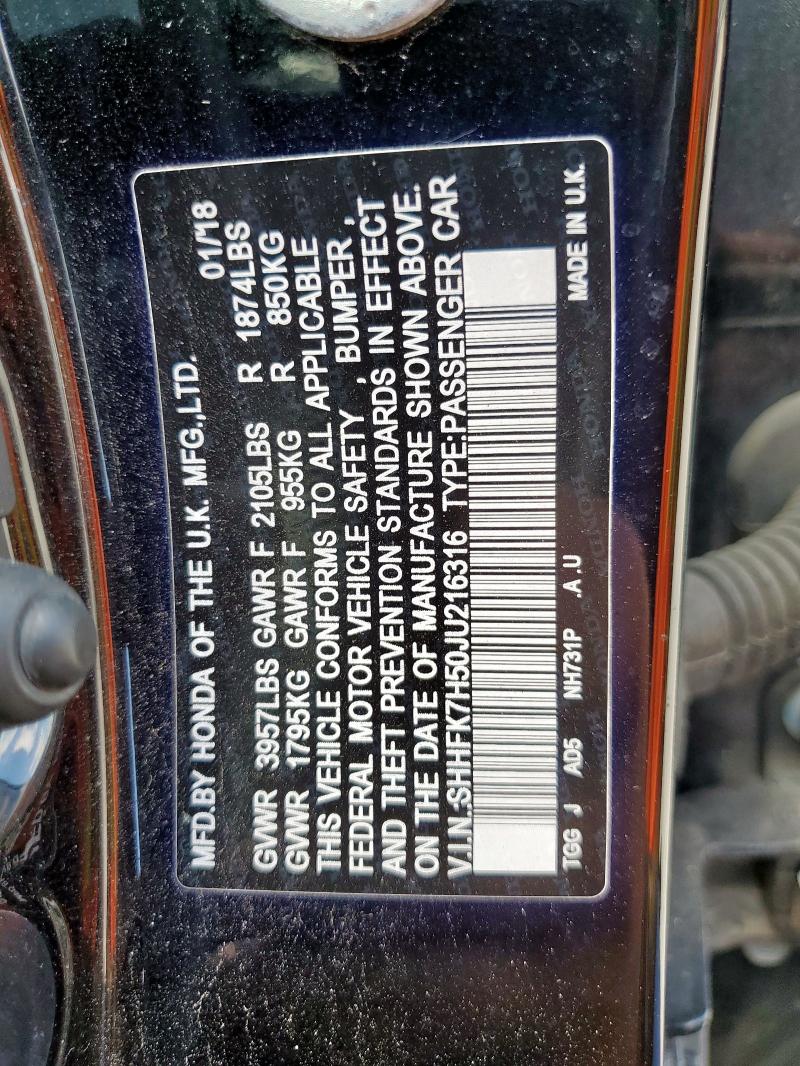 2018 HONDA CIVIC EX SHHFK7H50JU216316