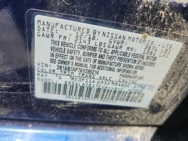 2019 NISSAN SENTRA S 3N1AB7AP7KY285214
