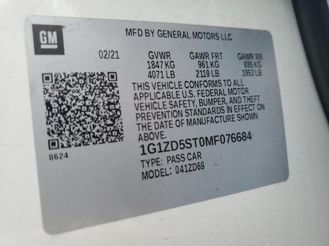 2021 CHEVROLET MALIBU LT - 1G1ZD5ST0MF076684
