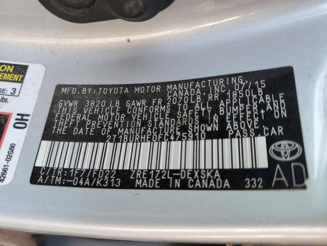 2015 TOYOTA COROLLA L 2T1BURHE0FC475910