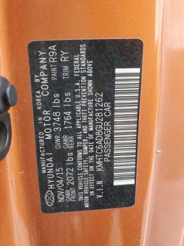 2016 HYUNDAI VELOSTER KMHTC6AD8GU281262