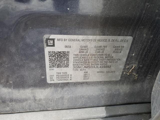2018 CHEVROLET TRAX PREMI 3GNCJMSBXJL416892