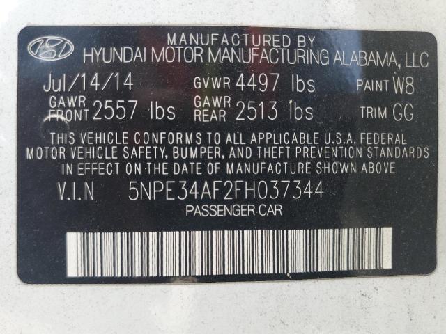 2015 HYUNDAI SONATA SPO 5NPE34AF2FH037344
