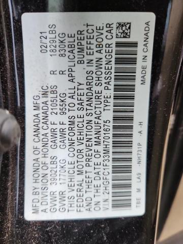 2021 HONDA CIVIC EX 2HGFC1F33MH701675