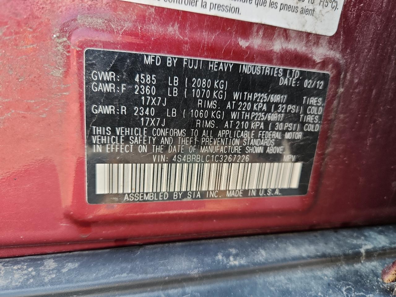 SUBARU OUTBACK 2.5I LIMITED