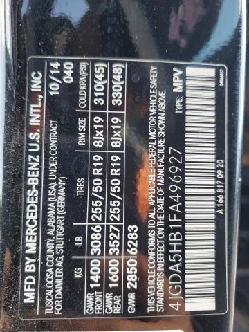 2015 MERCEDES-BENZ ML 350 4MA 4JGDA5HB1FA496927