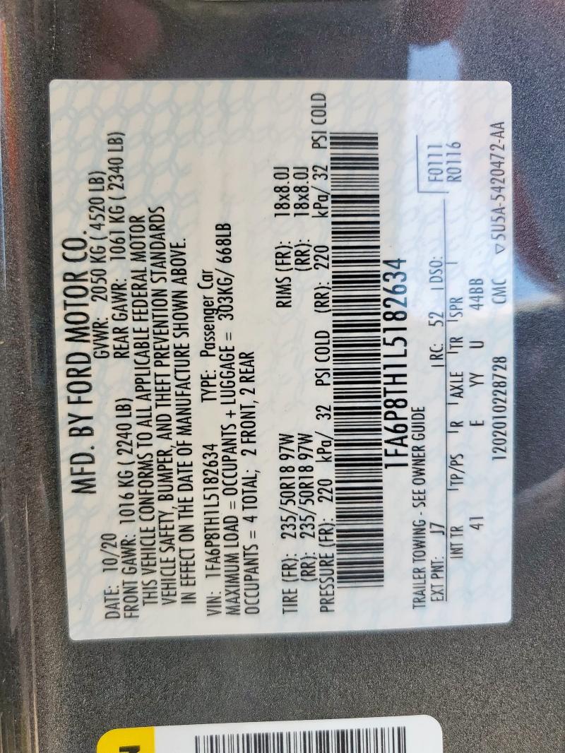2020 FORD MUSTANG 1FA6P8TH1L5182634