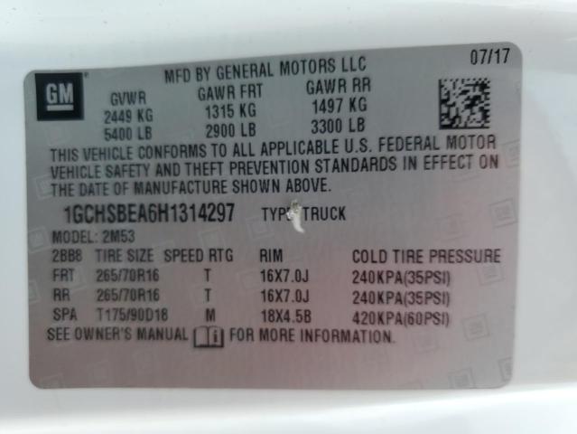 2017 CHEVROLET COLORADO 1GCHSBEA6H1314297