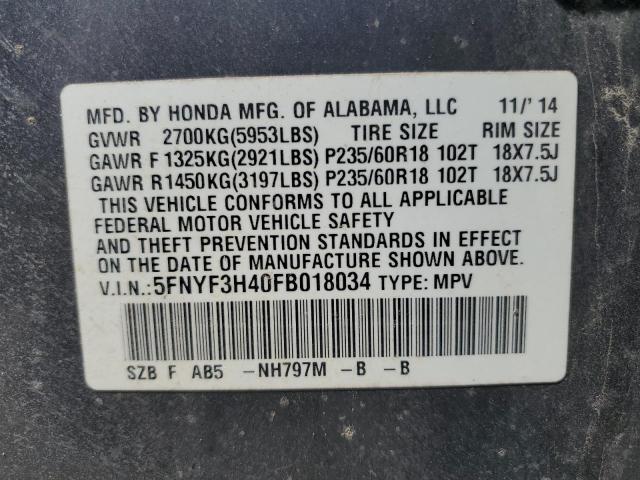 2015 HONDA PILOT EX 5FNYF3H40FB018034