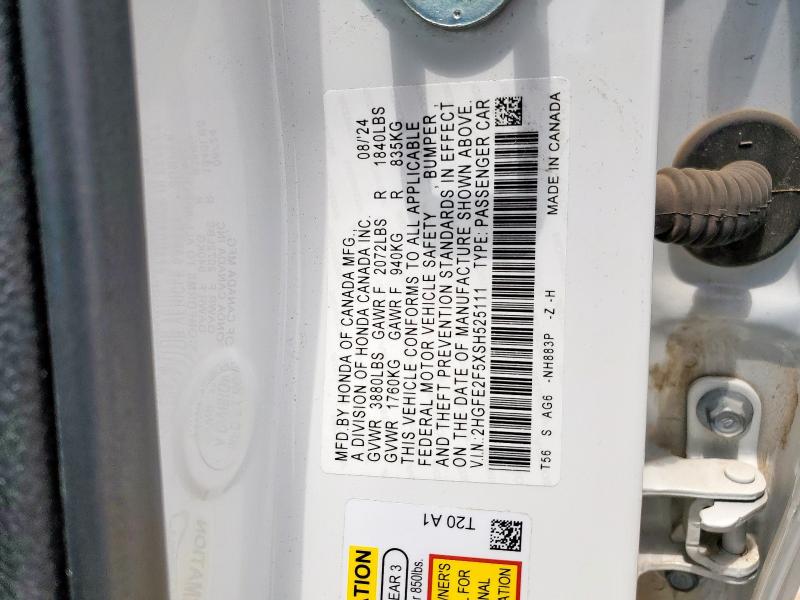 2025 HONDA CIVIC SPORT 2HGFE2F5XSH525111