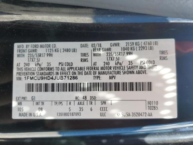 2018 FORD ESCAPE SEL - 1FMCU9HD4JUB71286