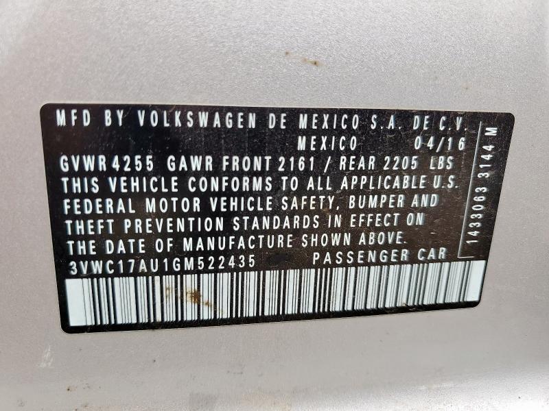 2016 VOLKSWAGEN GOLF SPORT 3VWC17AU1GM522435