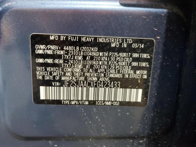 2015 SUBARU FORESTER 2 JF2SJAACXFG423433
