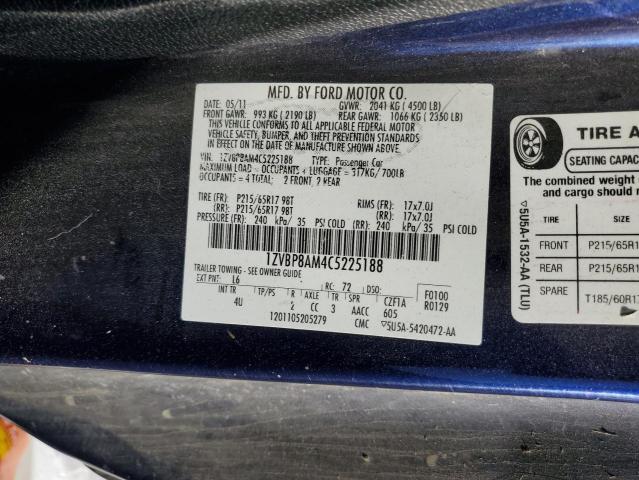 2012 FORD MUSTANG - 1ZVBP8AM4C5225188