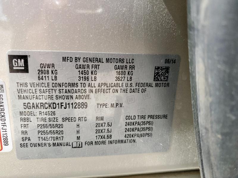 2015 BUICK ENCLAVE 5GAKRCKD1FJ112889