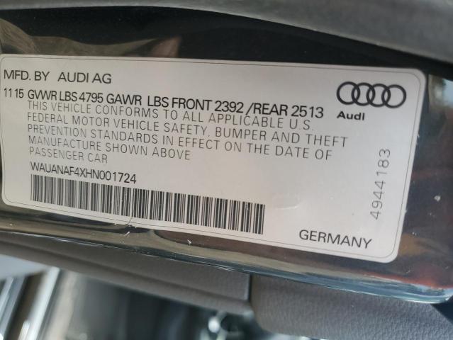 2017 AUDI A4 PREMIUM WAUANAF4XHN001724