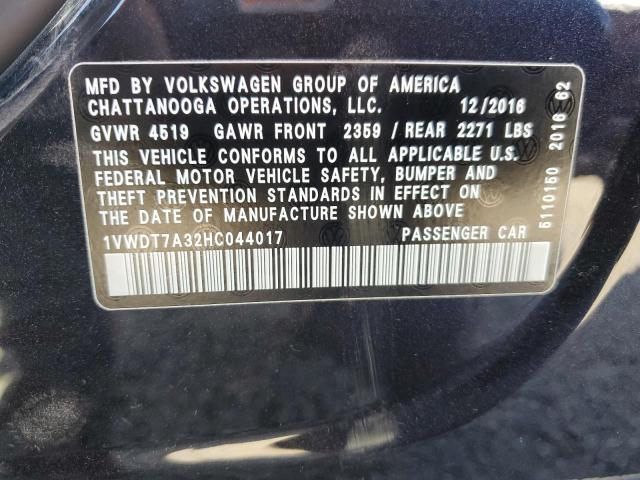 2017 VOLKSWAGEN PASSAT R-L 1VWDT7A32HC044017