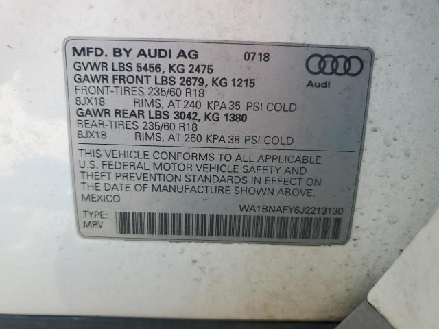 2018 AUDI Q5 PREMIUM WA1BNAFY6J2213130