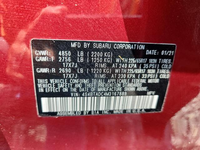 2021 SUBARU OUTBACK PR 4S4BTADC4M3167889