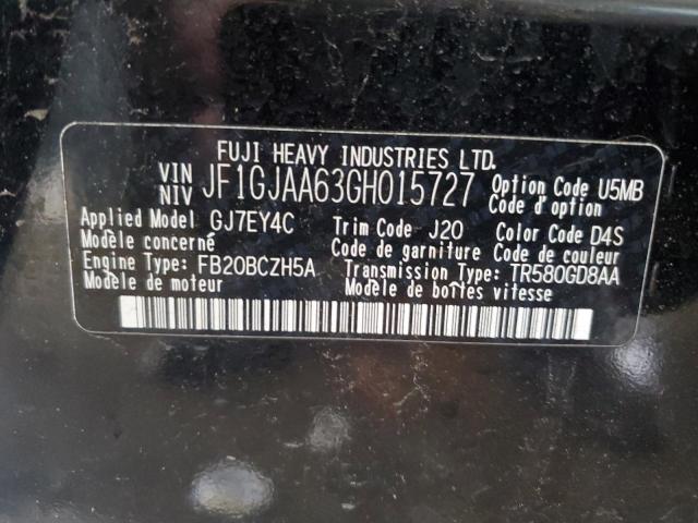 2016 SUBARU IMPREZA JF1GJAA63GH015727