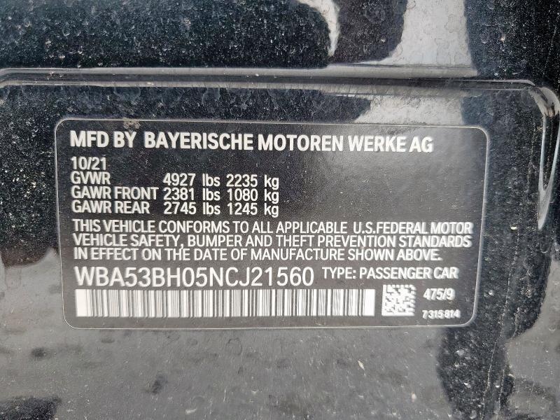 2022 BMW 530 I WBA53BH05NCJ21560