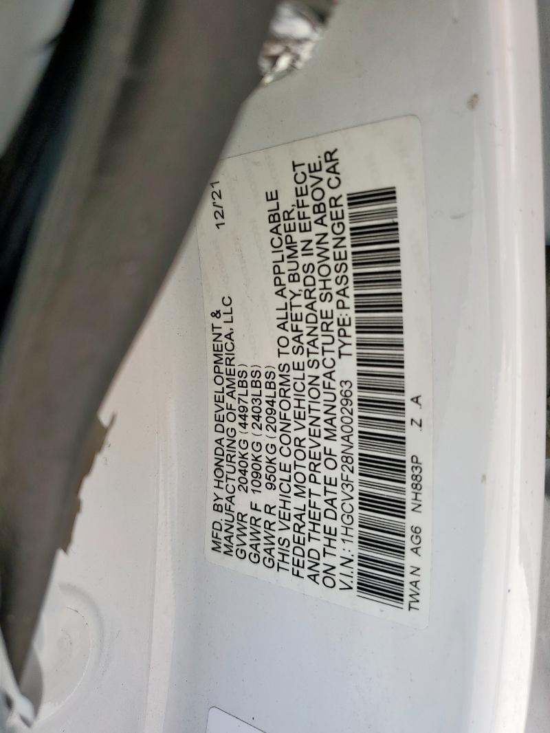 2022 HONDA ACCORD HYB - 1HGCV3F28NA002963