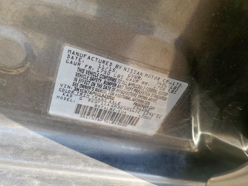 2016 NISSAN VERSA S - 3N1CN7AP9GL843200