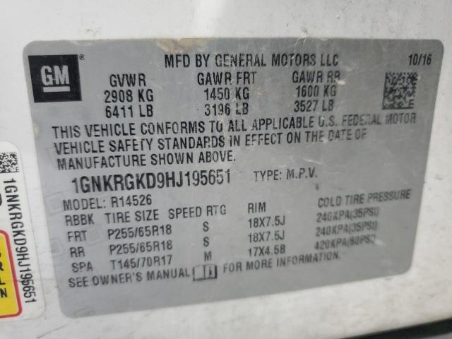 2017 CHEVROLET TRAVERSE L 1GNKRGKD9HJ195651