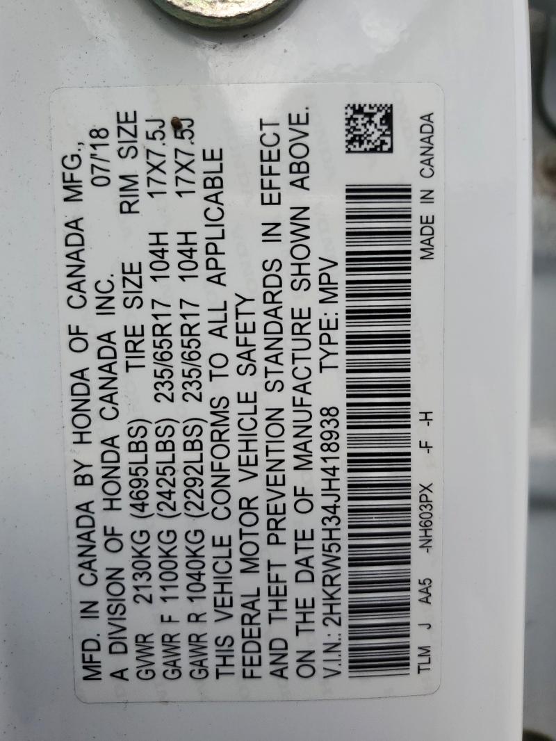 2018 HONDA CR-V LX 2HKRW5H34JH418938