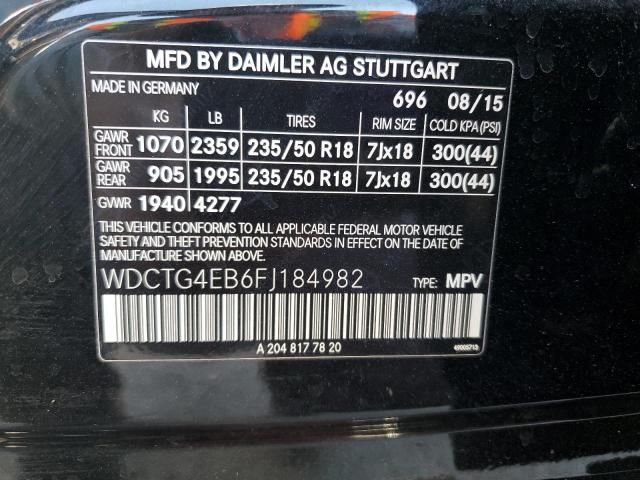 2015 MERCEDES-BENZ GLA 250 WDCTG4EB6FJ184982