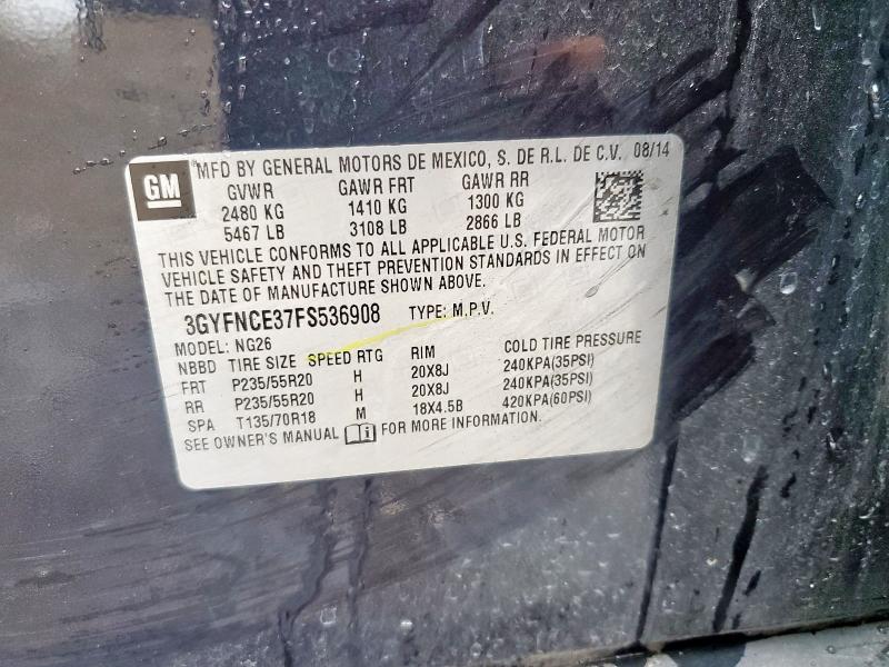 2015 CADILLAC SRX PERFOR 3GYFNCE37FS536908