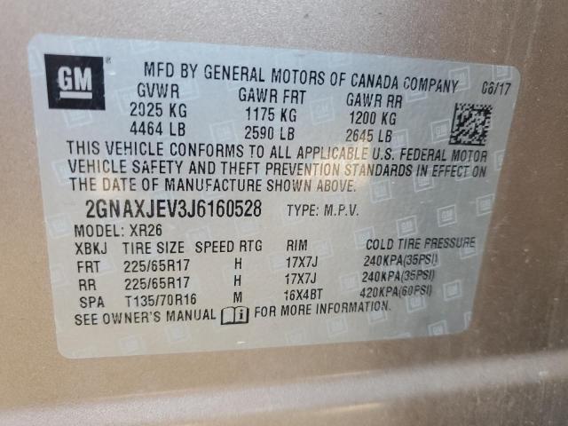 2018 CHEVROLET EQUINOX LT 2GNAXJEV3J6160528