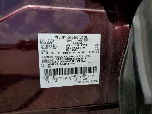 2020 FORD EDGE SEL - 2FMPK3J94LBA81669