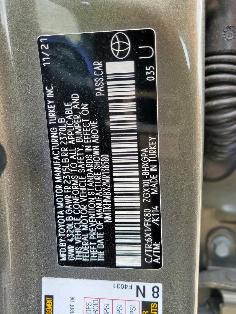2021 TOYOTA C-HR XLE NMTKHMBX2MR138580