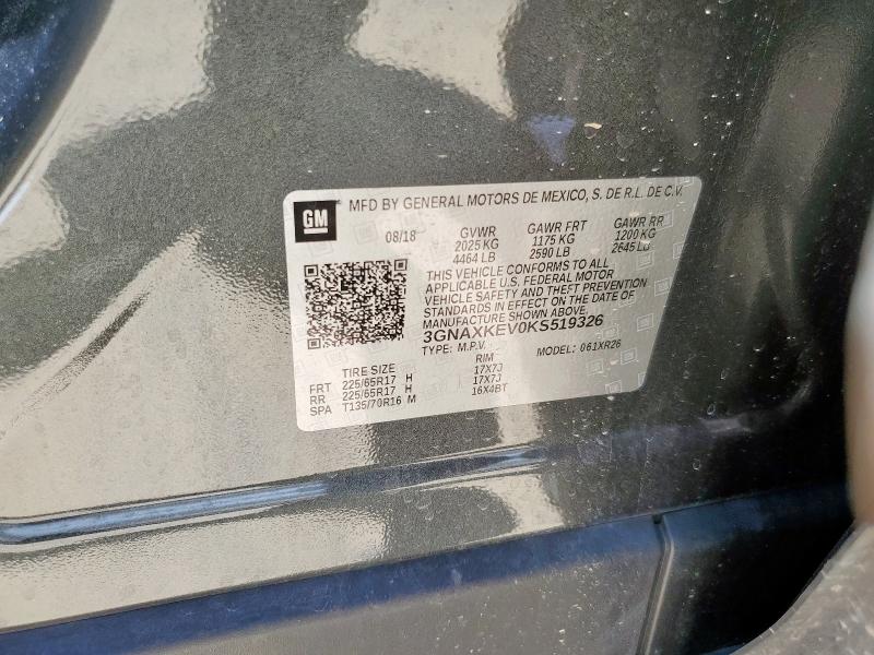 2019 CHEVROLET EQUINOX LT 3GNAXKEV0KS519326