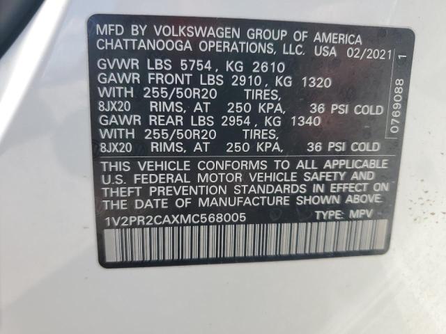 2021 VOLKSWAGEN ATLAS SE 1V2PR2CAXMC568005