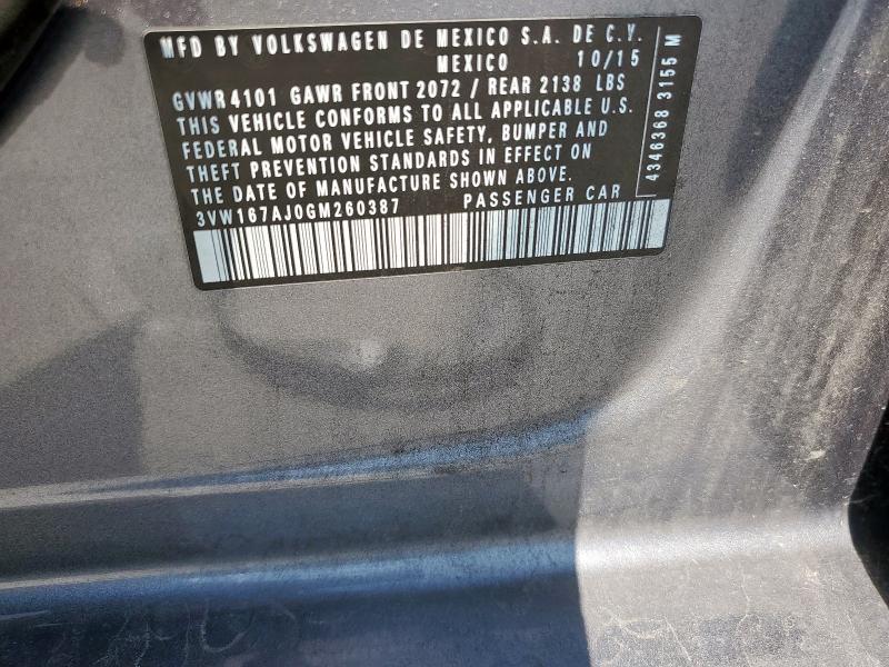2016 VOLKSWAGEN JETTA S - 3VW167AJ0GM260387