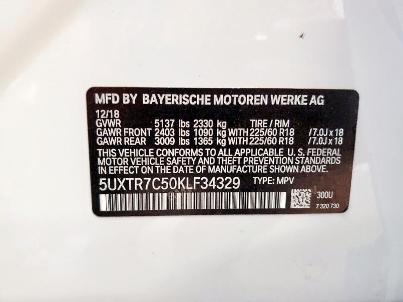 2019 BMW X3 SDRIVE3 5UXTR7C50KLF34329