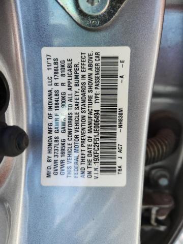 2018 HONDA CIVIC EX 19XFC2F51JE006494