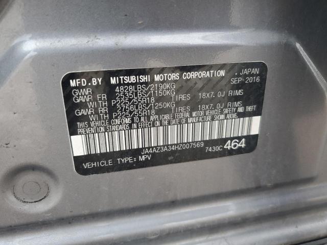2017 MITSUBISHI OUTLANDER JA4AZ3A34HZ007569