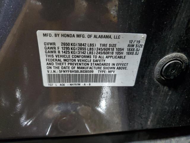 2020 HONDA PILOT EXL - 5FNYF6H58LB038599