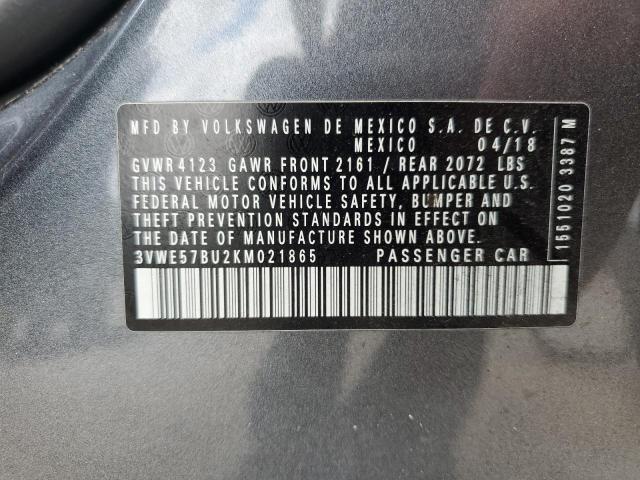 2019 VOLKSWAGEN JETTA SEL 3VWE57BU2KM021865