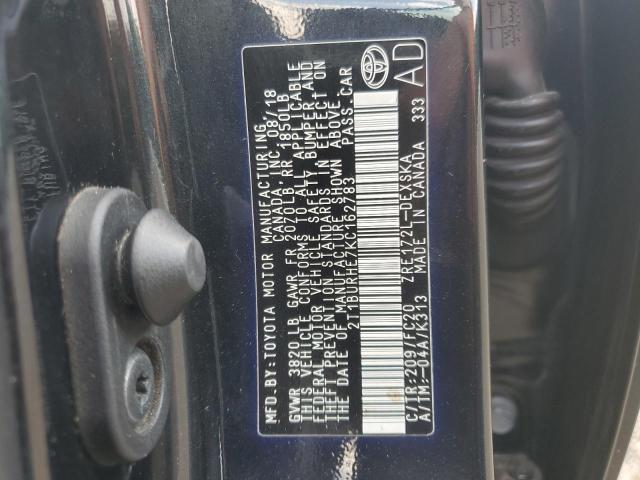 2019 TOYOTA COROLLA L 2T1BURHE7KC162783