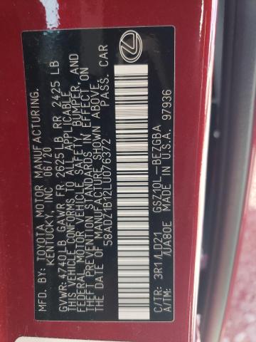 2020 LEXUS ES 350 58ADZ1B12LU076372