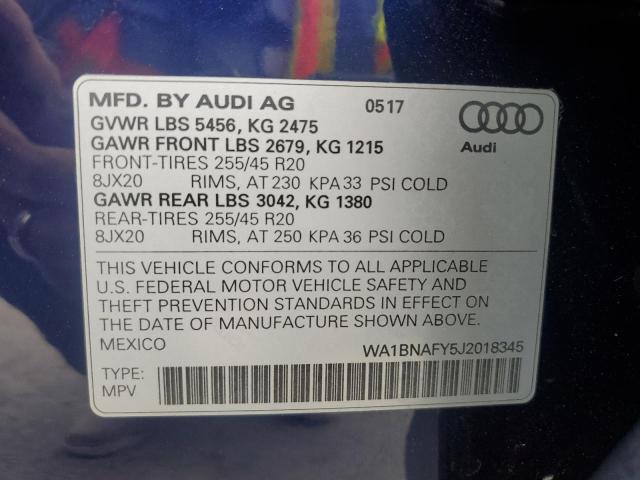 2018 AUDI Q5 PREMIUM WA1BNAFY5J2018345