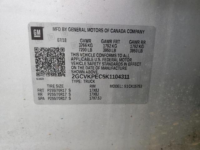 2019 CHEVROLET SILVERADO 2GCVKPEC5K1104311