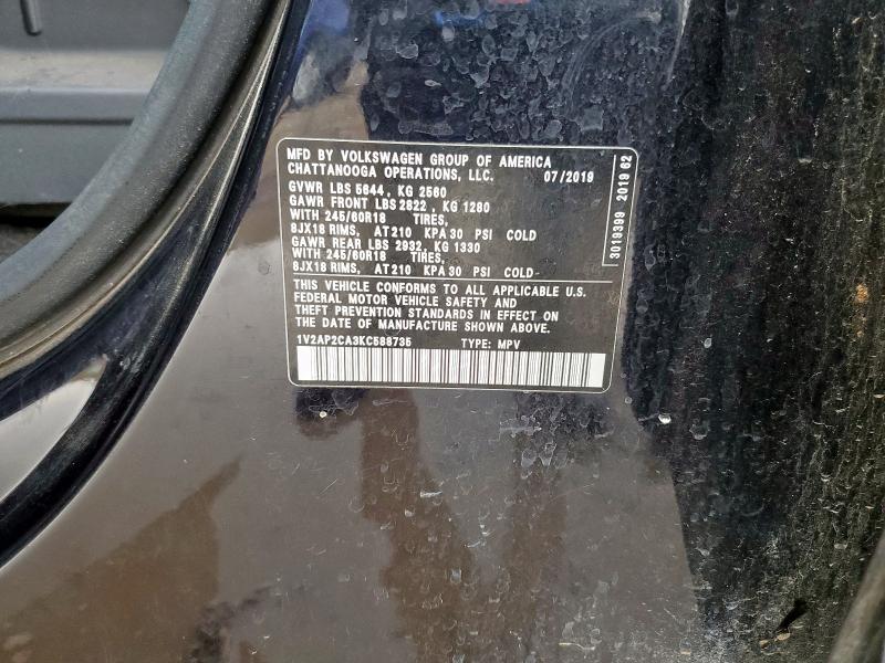 2019 VOLKSWAGEN ATLAS S 1V2AP2CA3KC588735