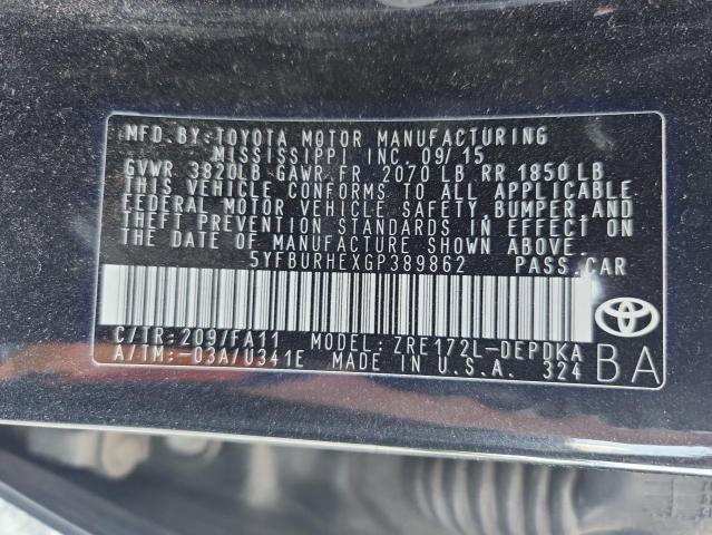 2016 TOYOTA COROLLA L - 5YFBURHEXGP389862